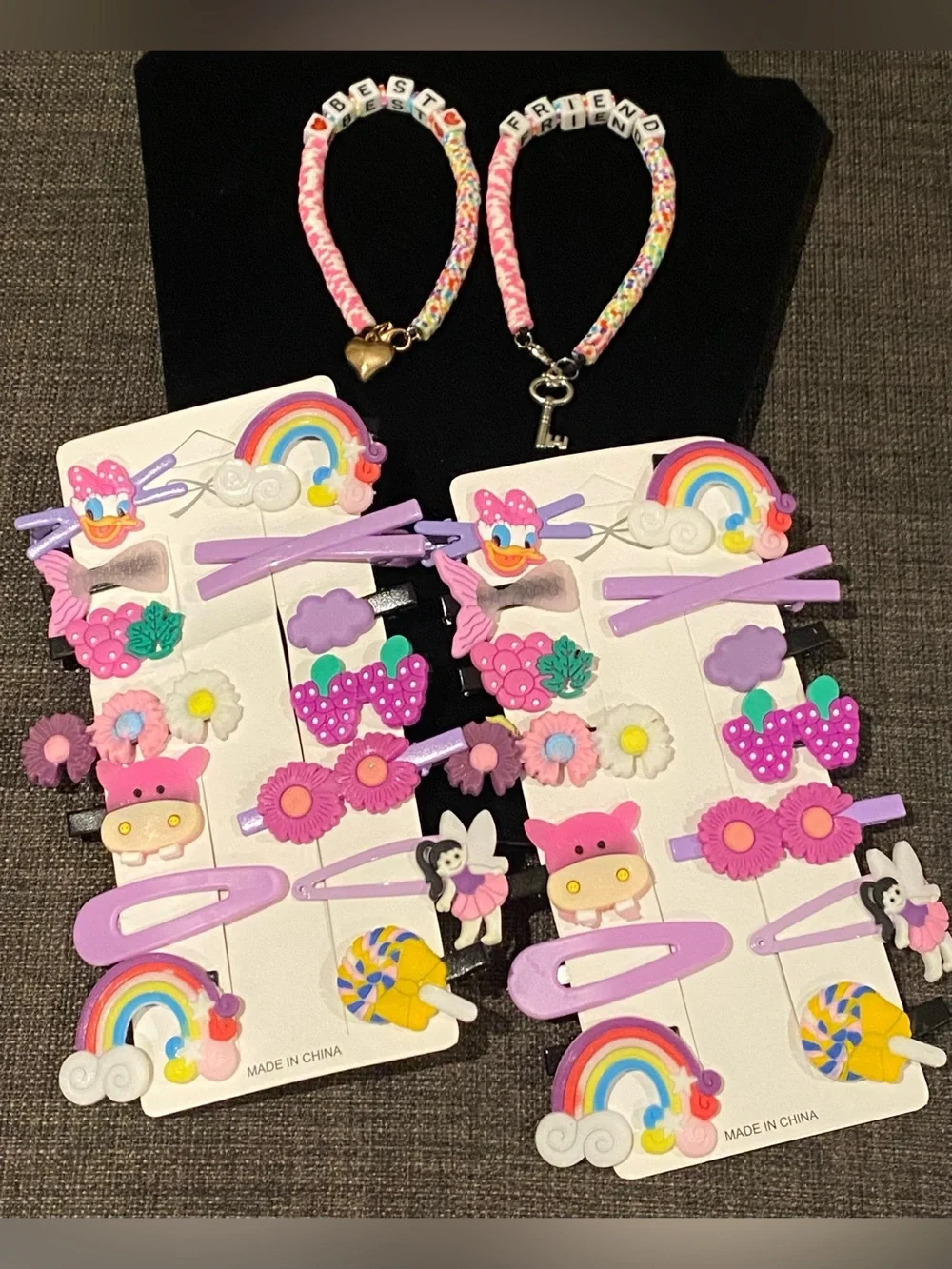 🎉Best Friend Bundle! Multi Beaded Bracelet and Barrettes Set. 4 pieces total.